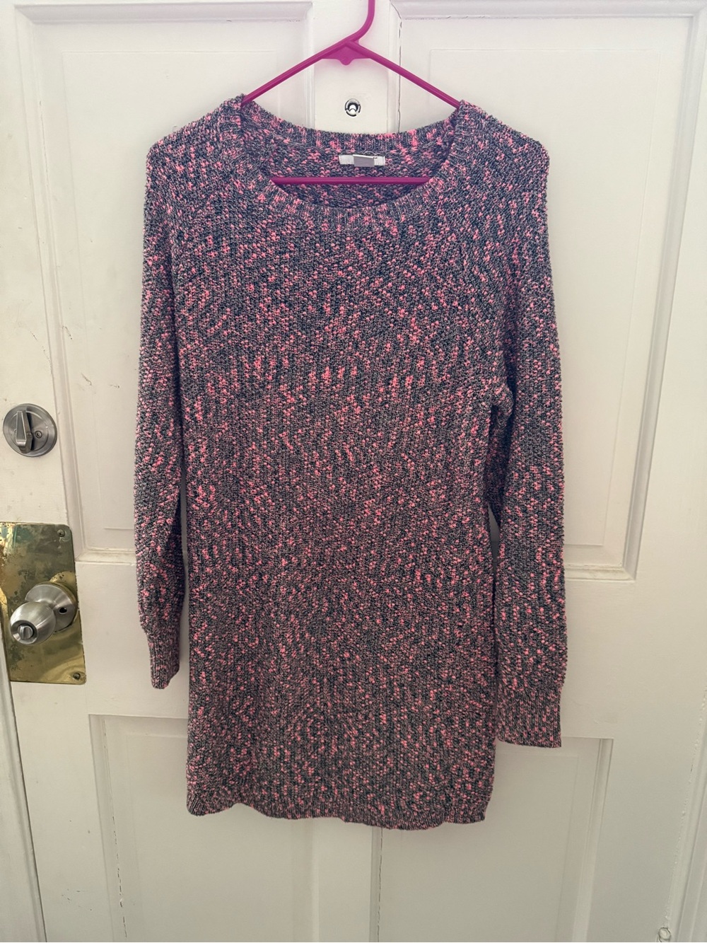 Bar III Pink & Gray Long-Sleeve Knit Dress